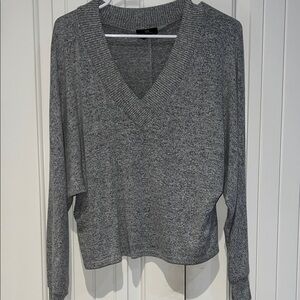Gray V-Neck crop Sweater